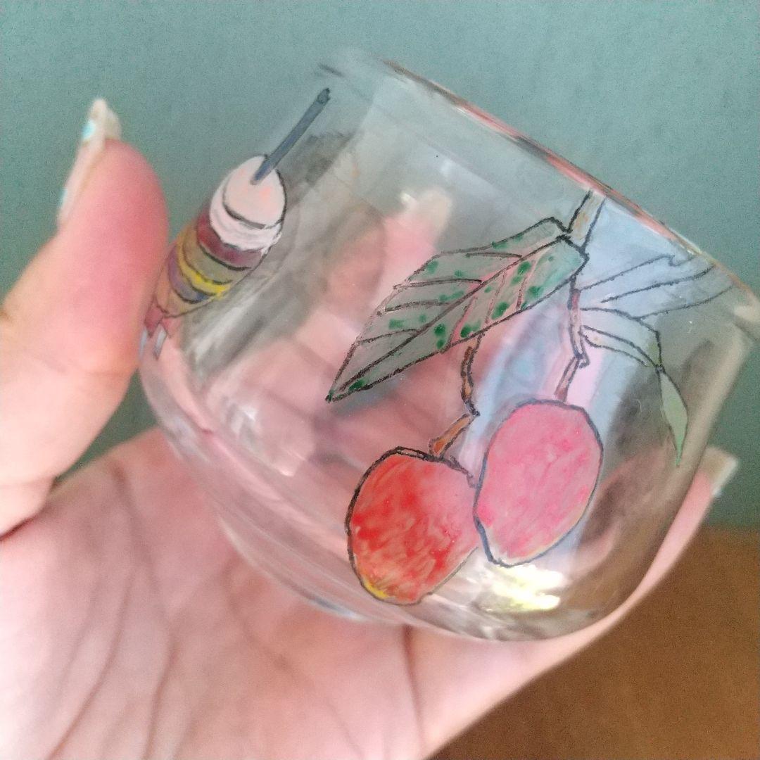 美品　木越あい　しりとり文グラス　ネコ　マウンテンゴリラ　ガラス作家