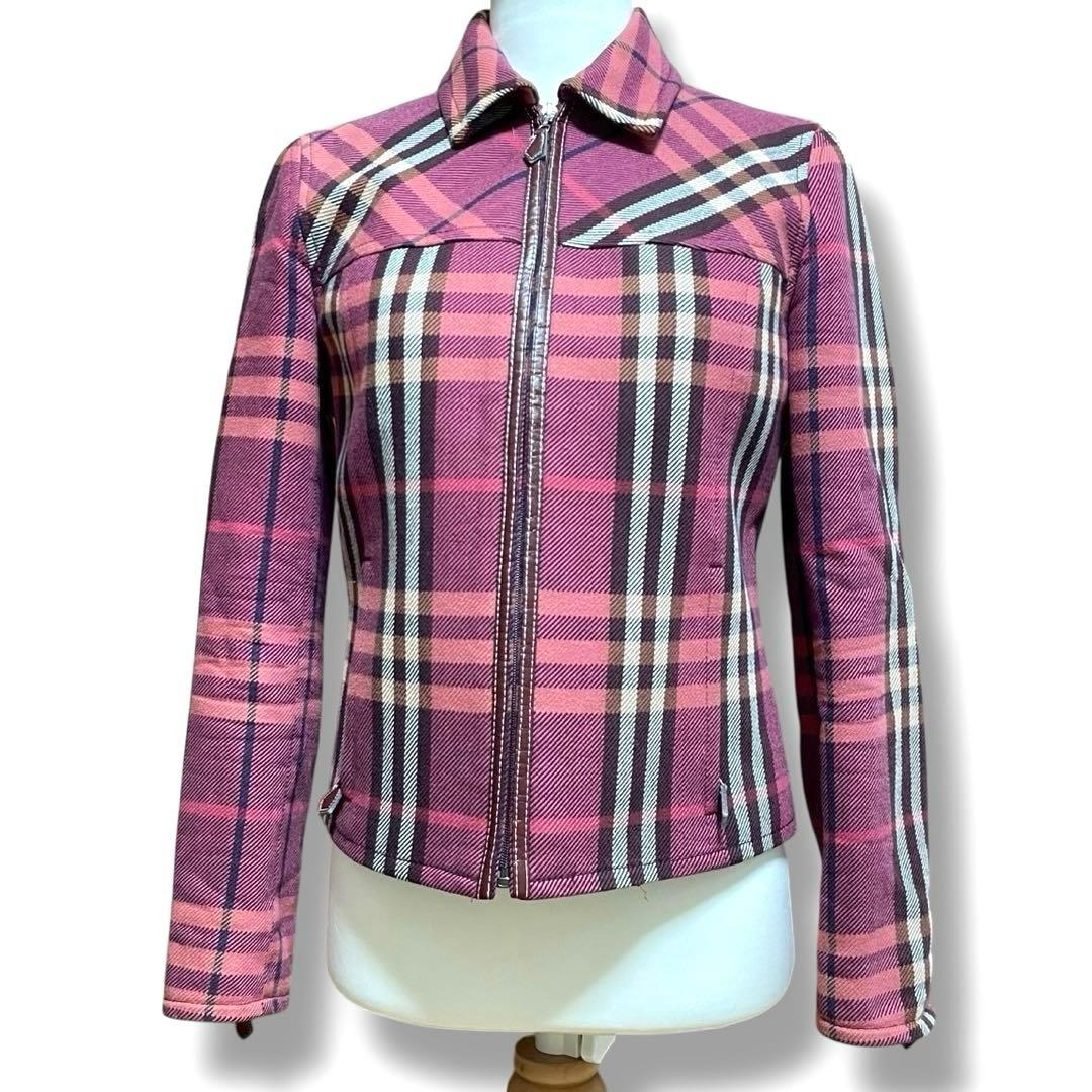 バーバリーブルーレーベル ノバチェック ジャケット ピンク 38