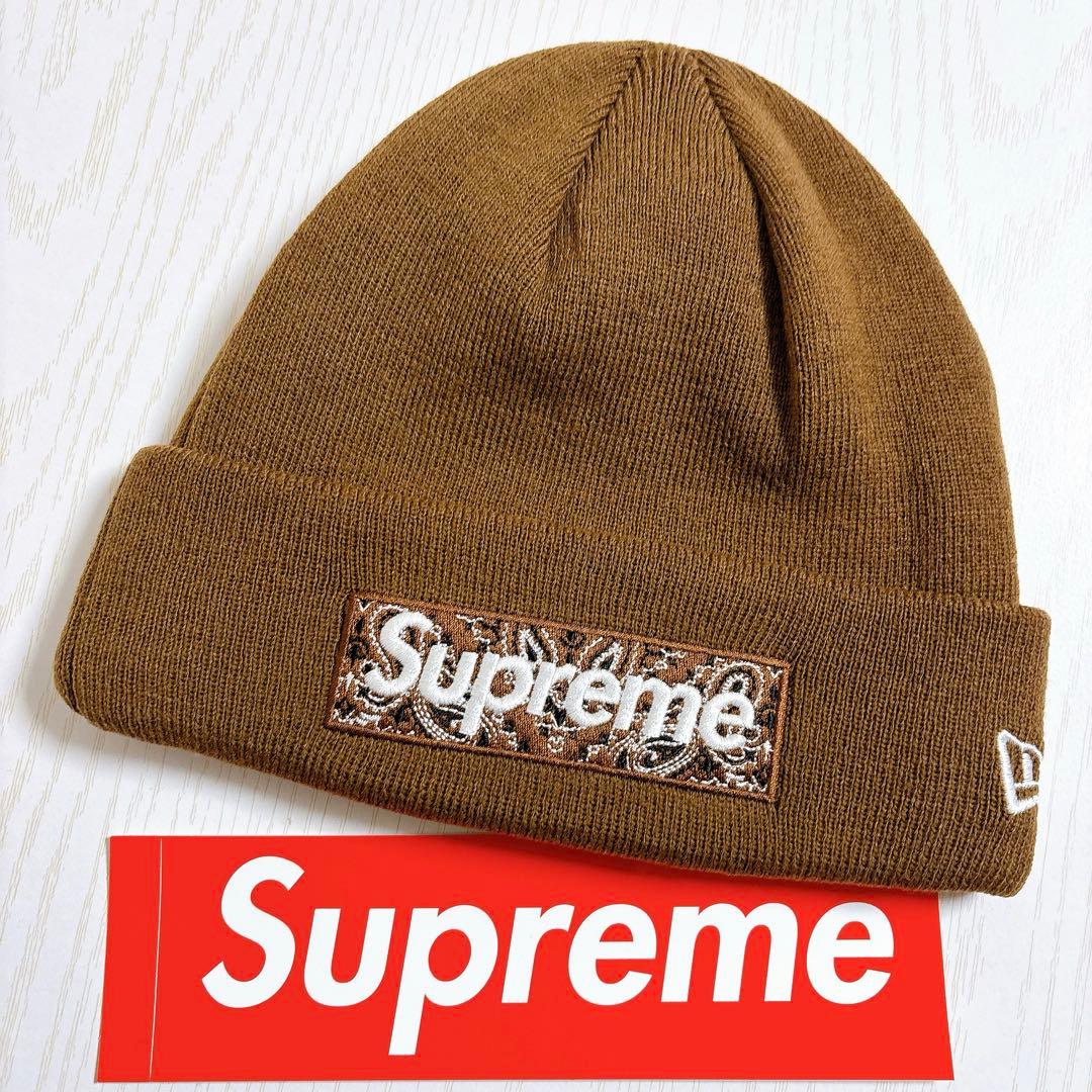 Supreme NEW ERA ビーニー　BOXロゴ　バンダナ　ブラウン　茶色
