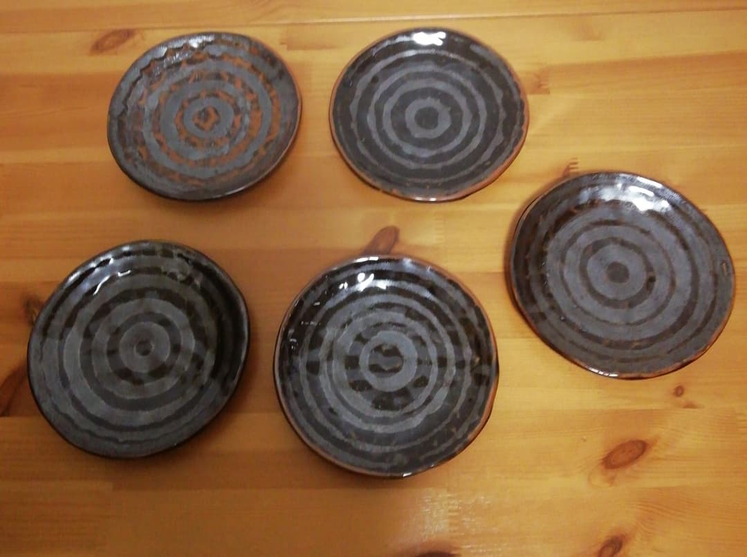青木龍山作　天目釉　銘々皿　五枚　食器