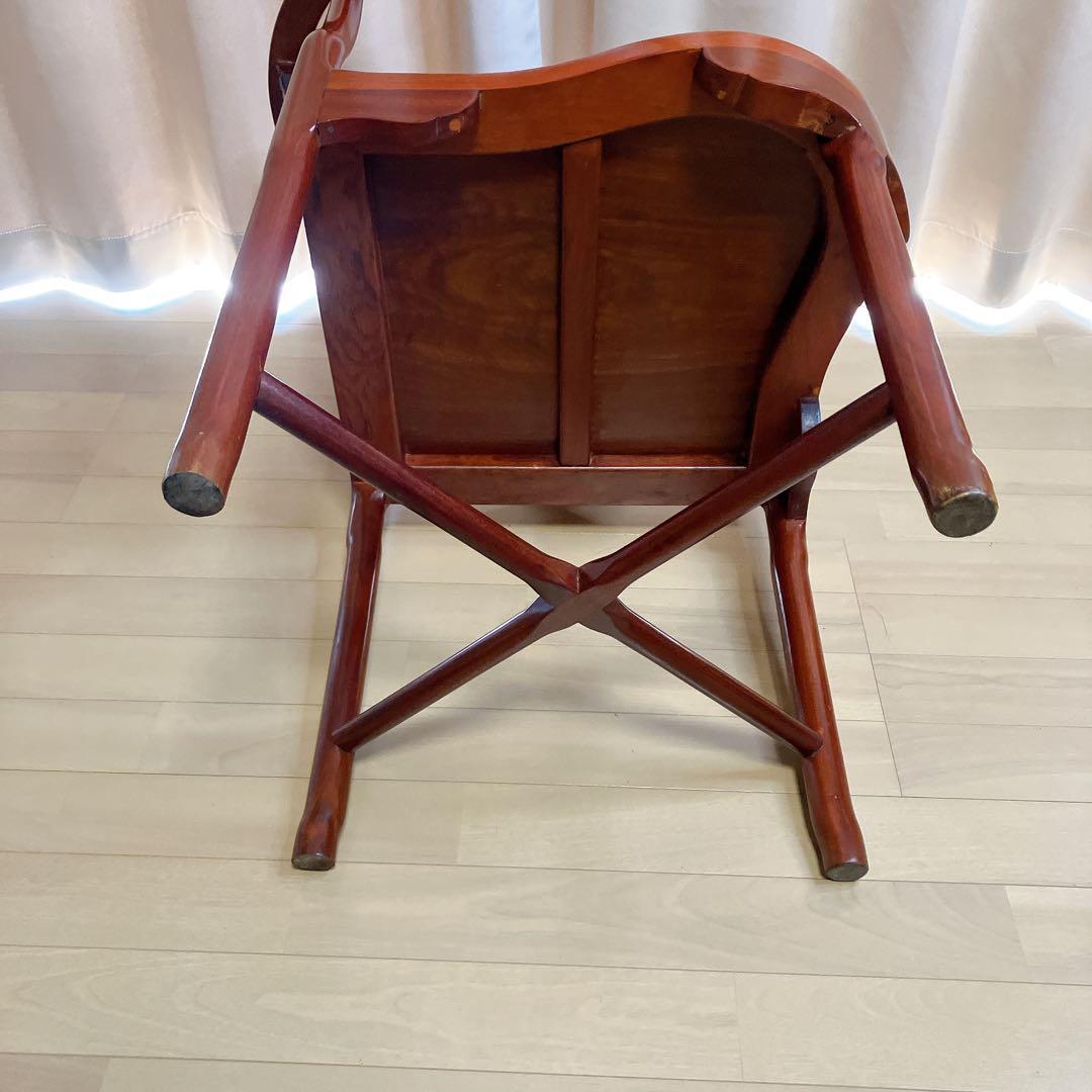 【ビンテージ】唐木調 透かし彫り アームチェア 無垢材 中国家具