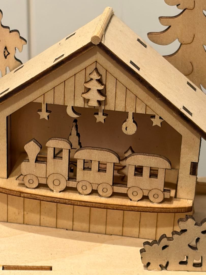 北欧ノルディックの木製アドベントカレンダーX'mas 乾電池式ライト