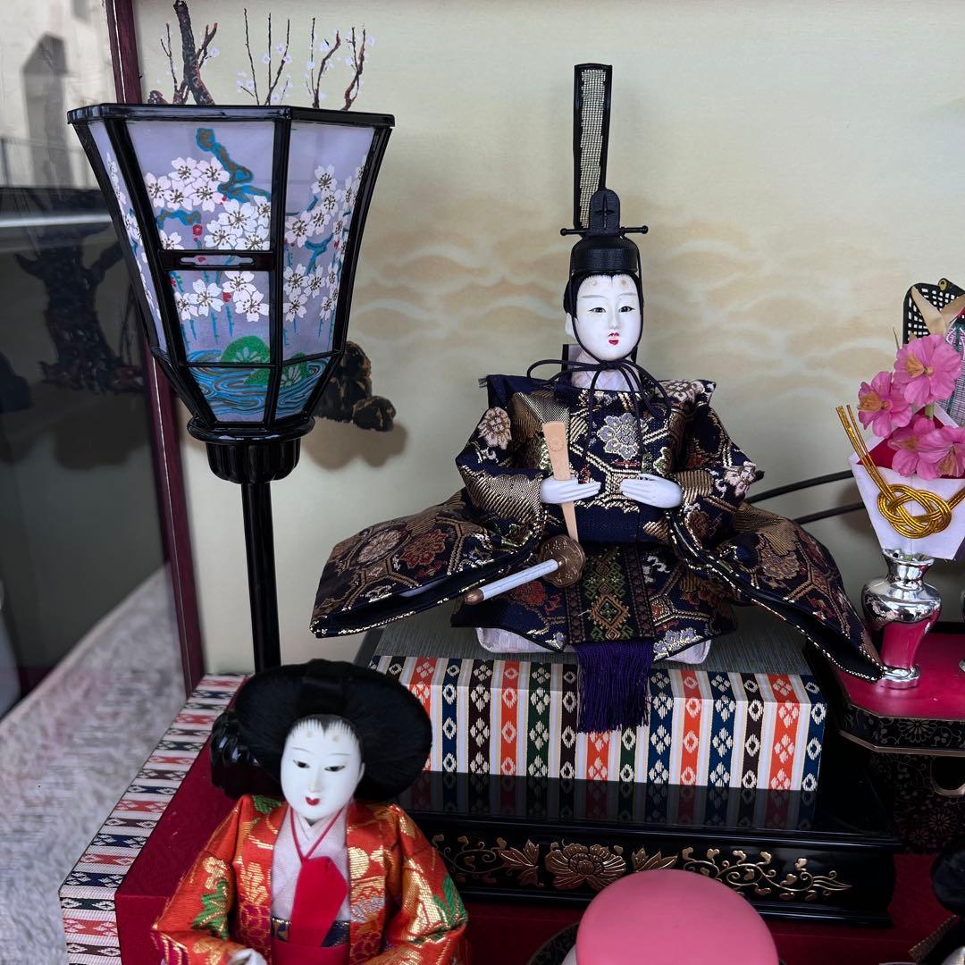 藤翁作 雛人形 三段飾り ガラスケース入り 桃の節句　オルゴール