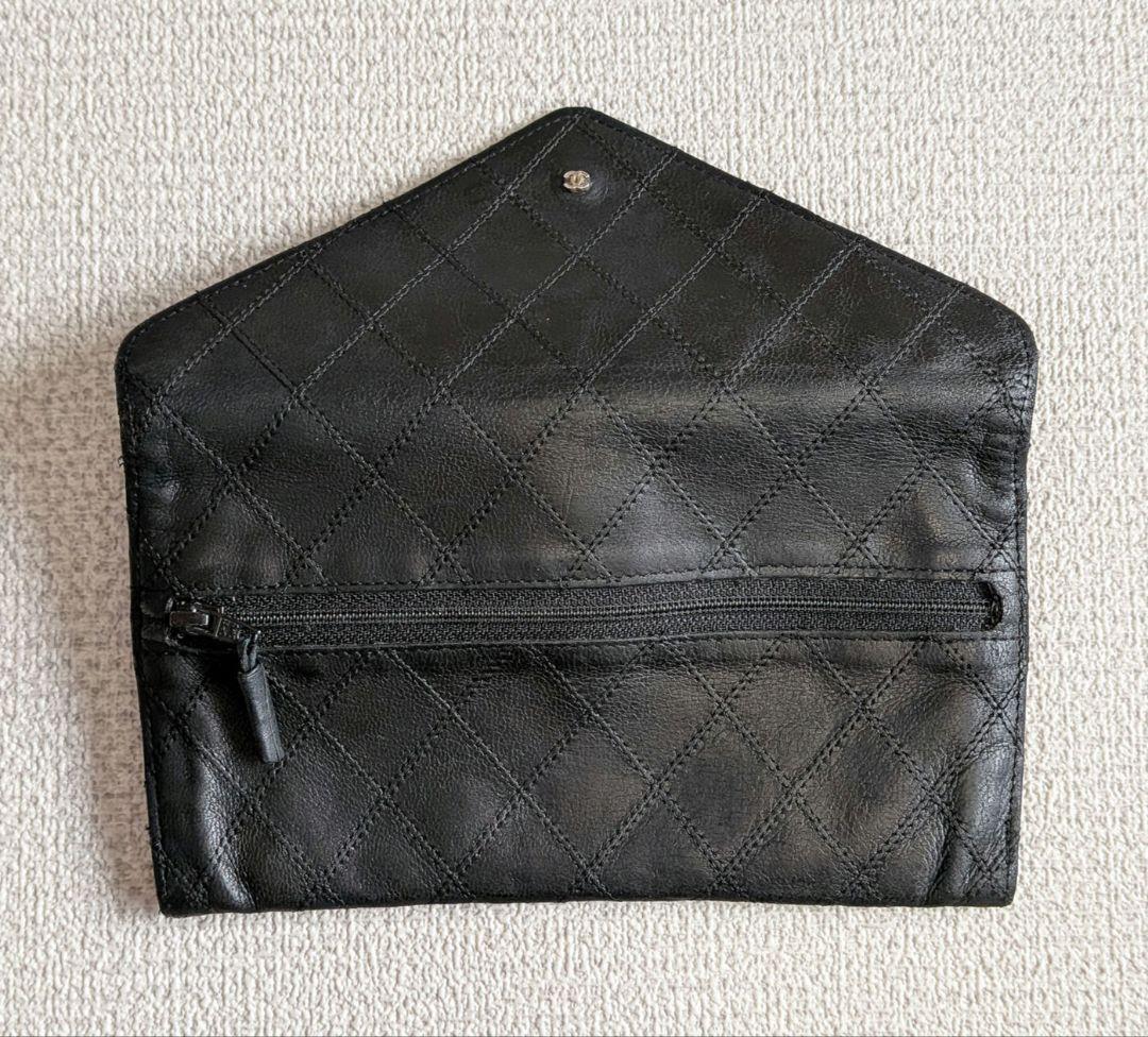 シャネル　ビコローレ　長財布　黒　ラムスキン　チェーン　ショルダー　ポーチ