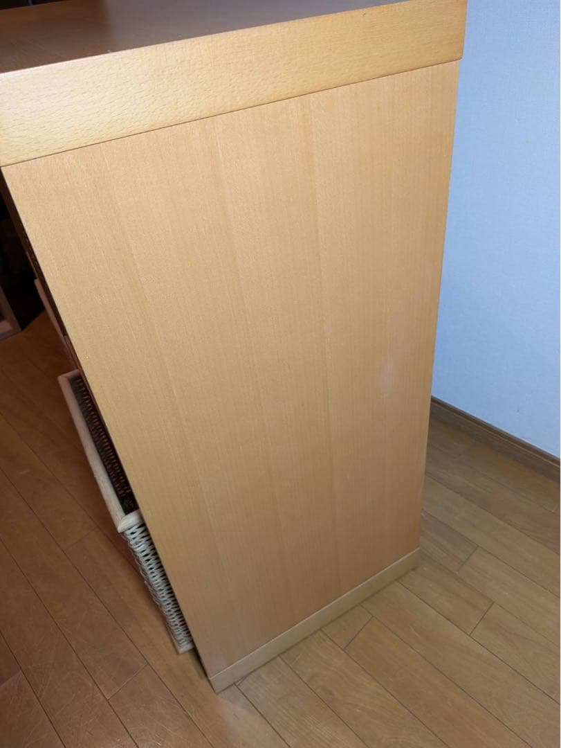 ■送料込■無印良品 オープンシェルフ 木製棚 スタッキング 収納カゴ付きラタン