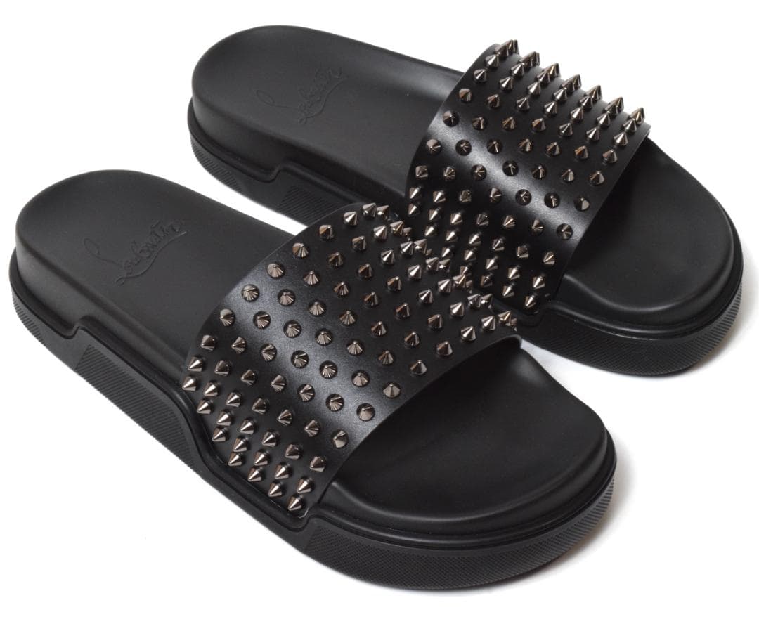 未使用 クリスチャンルブタン スタッズ レザーサンダル 42 POOL FUN