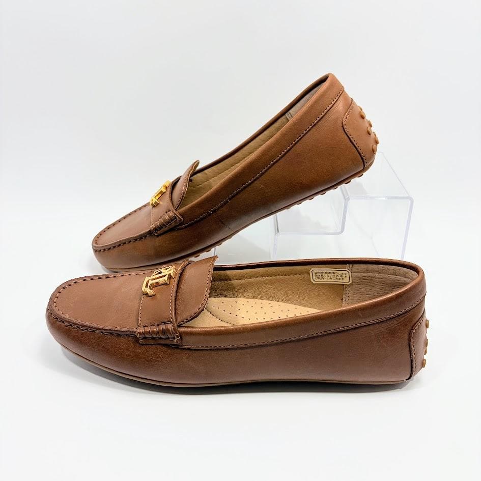 【美品】LAUREN ラルフローレン ドライビング シューズ ロゴ ローファー