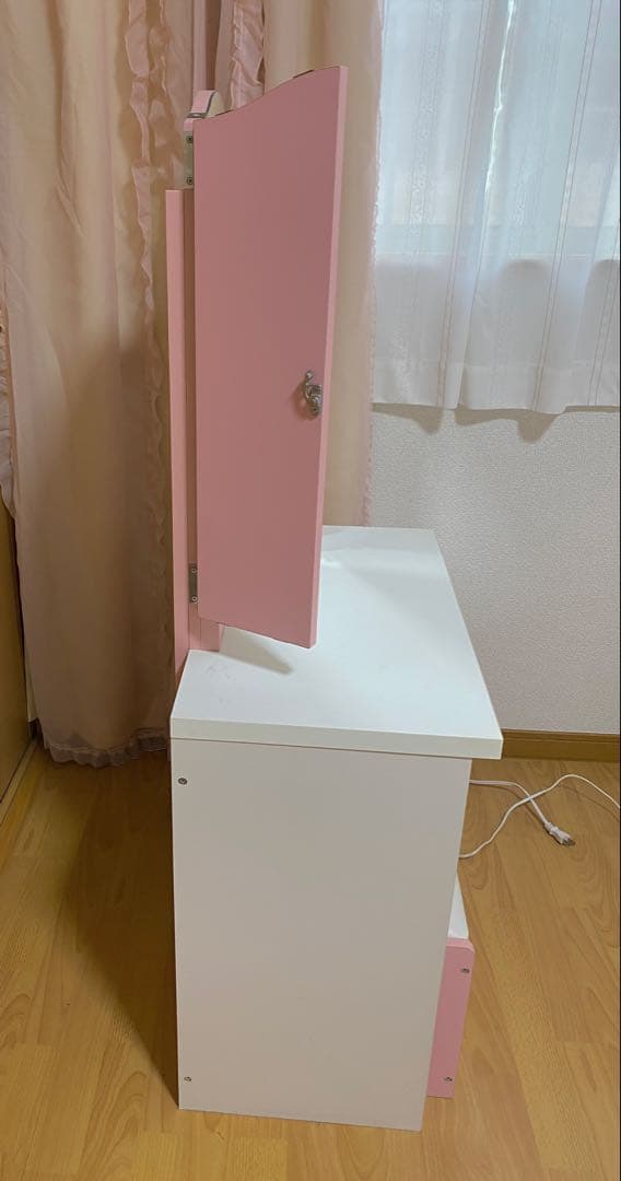 【送料無料】姫系ドレッサー　三面鏡　椅子セット　キティー風♡ レア　希少