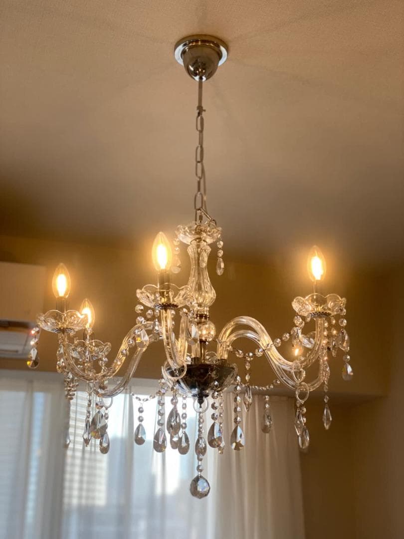 シャンデリア クリスタル (プラスチックではない) 6灯 エスティークE17 a