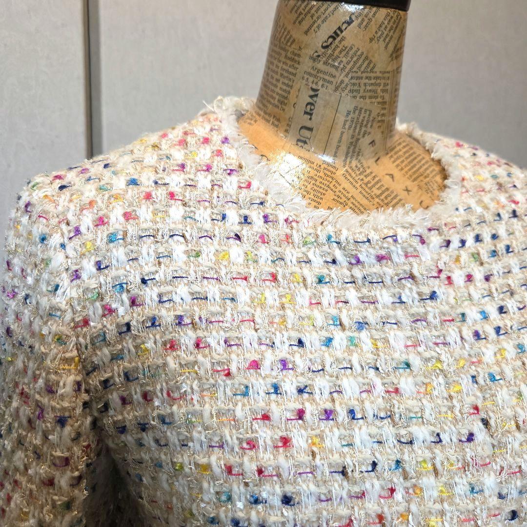 特別お値下げ❗セオリーリュクス 多色ツイード ノーカラージャケット