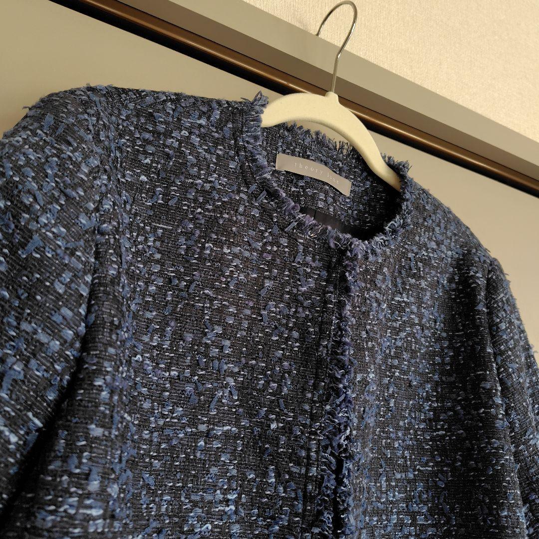 theory luxe ノーカラージャケット ダークブルー