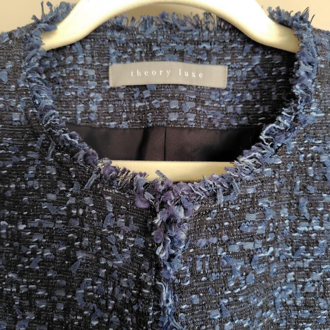 theory luxe ノーカラージャケット ダークブルー