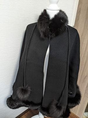 224　ソレイユ　ダブルフェイス　フォックス　ポンチョコート　マント　ケープ