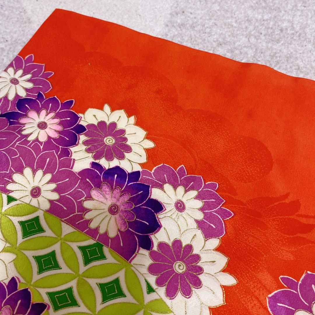 七五三 3歳 アンティーク 着物 被布 バッグ 草履 髪飾り セット