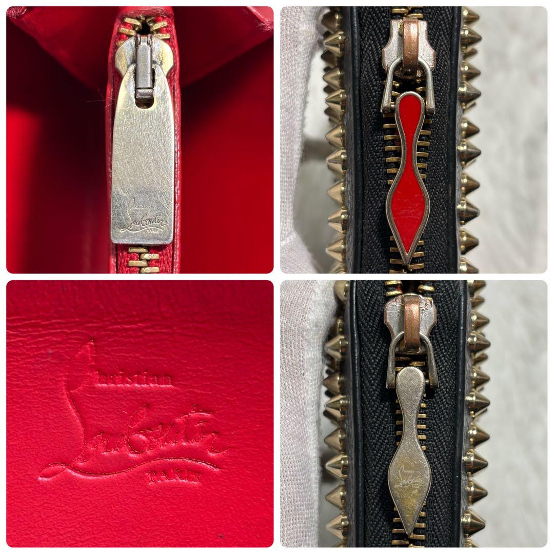 ✨美品✨ ルブタン パネトーネ スタッズ 長財布 レザー ラウンドジップ 革 黒