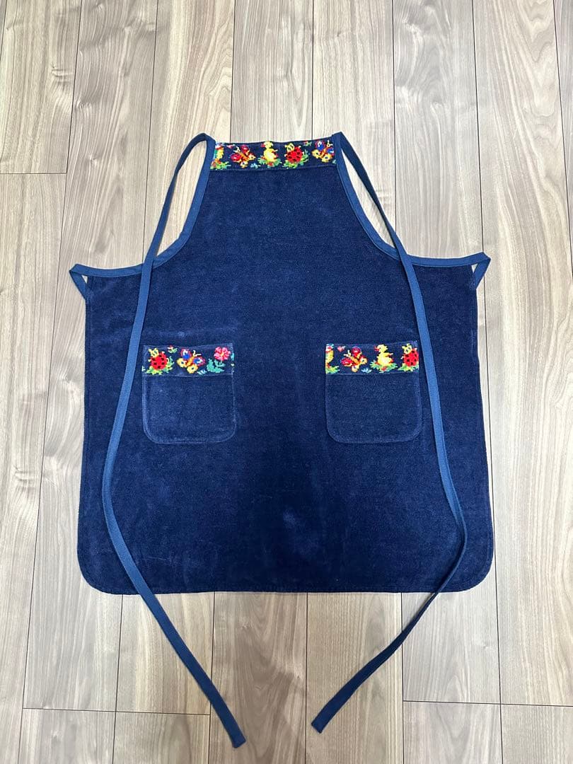 フェイラー　ハイジ　エプロン　ネイビー　学校フェイラー　刺繍エプロン　大人用