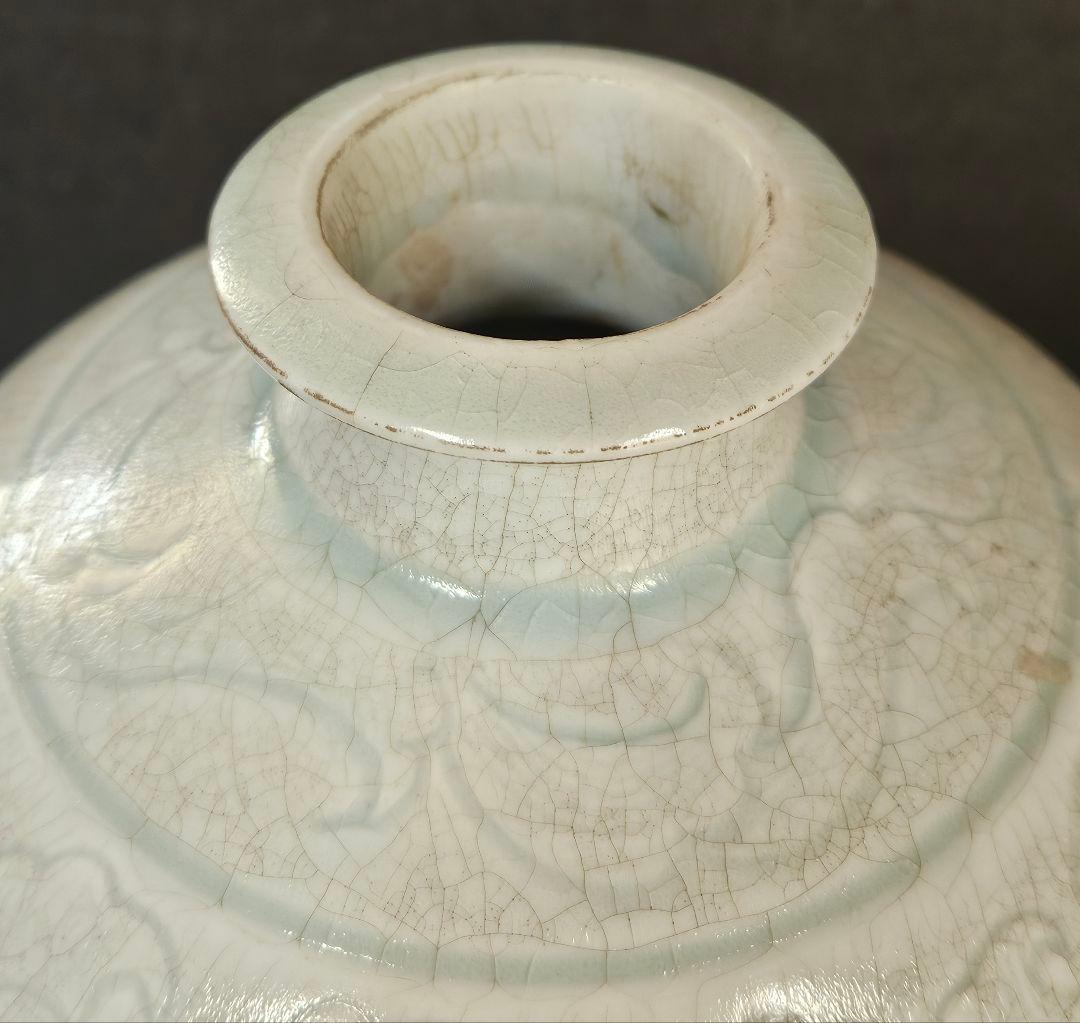 中国古美術　中国古陶磁器　古玩　青白磁　影青　彫花文　瓶　罐　大壺　唐物　古渡り