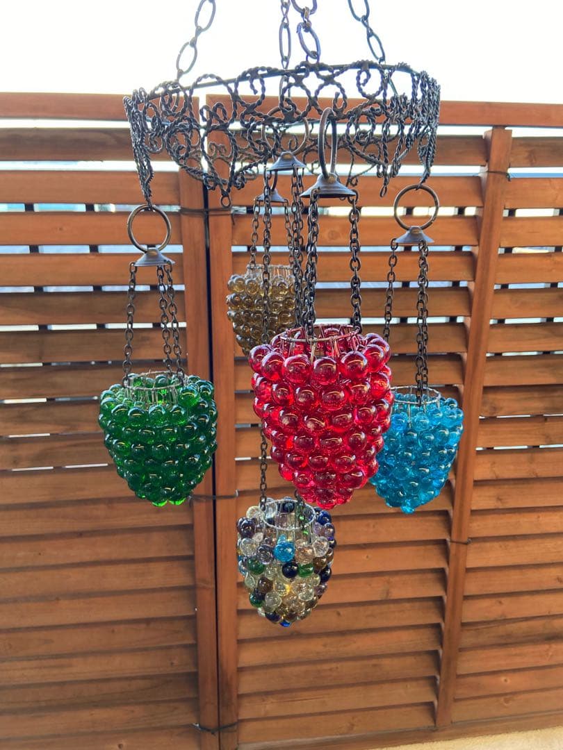 シャンデリア　キャンドル　アンティーク　バブルガラスインド製間接照明インテリア