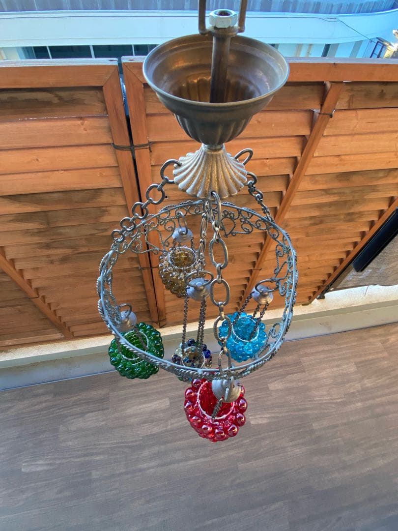 シャンデリア　キャンドル　アンティーク　バブルガラスインド製間接照明インテリア