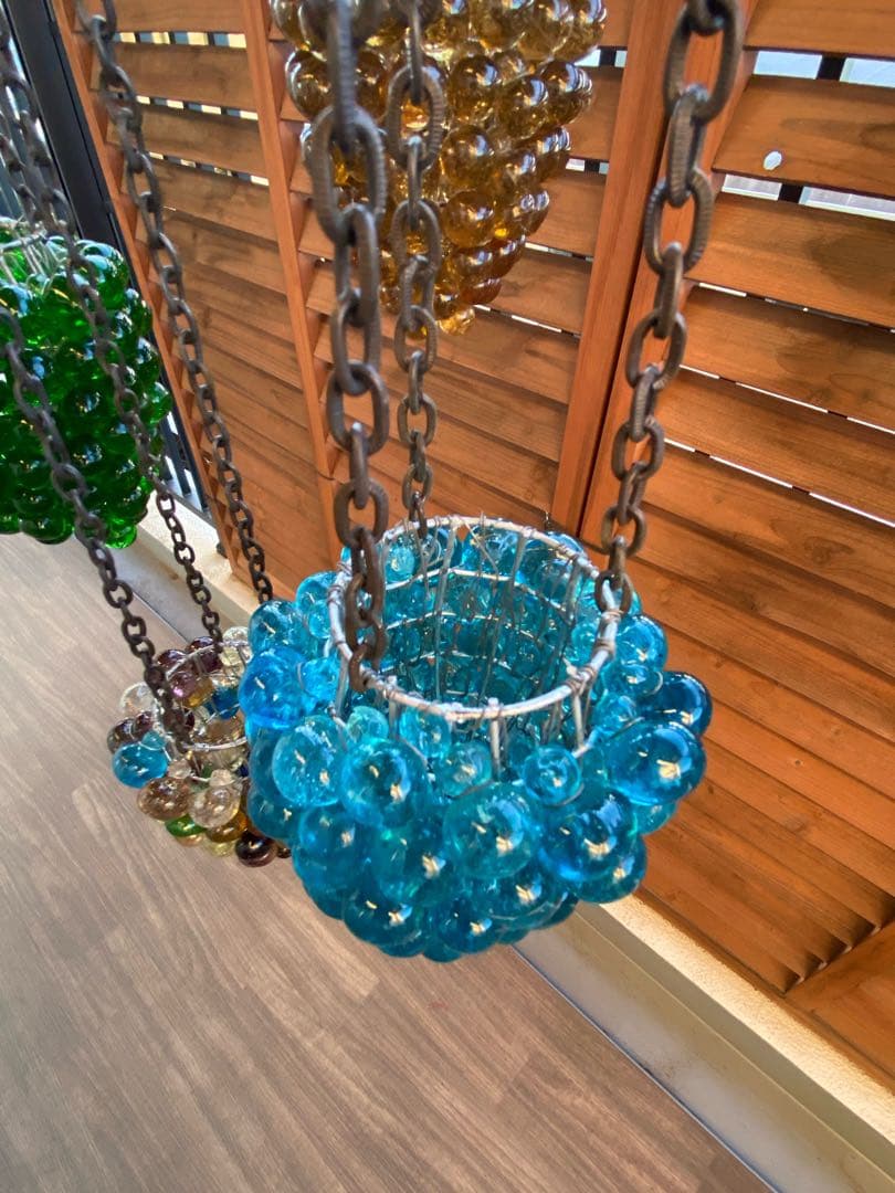 シャンデリア　キャンドル　アンティーク　バブルガラスインド製間接照明インテリア