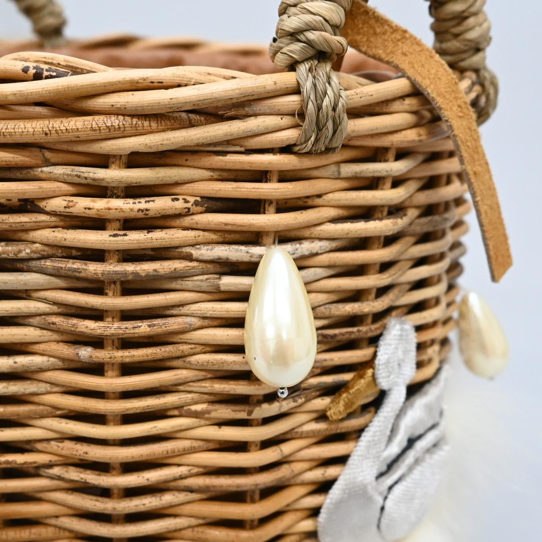 46212★LUDLOW ラドロー カゴバッグ スワン ラタン　ハンドバッグ