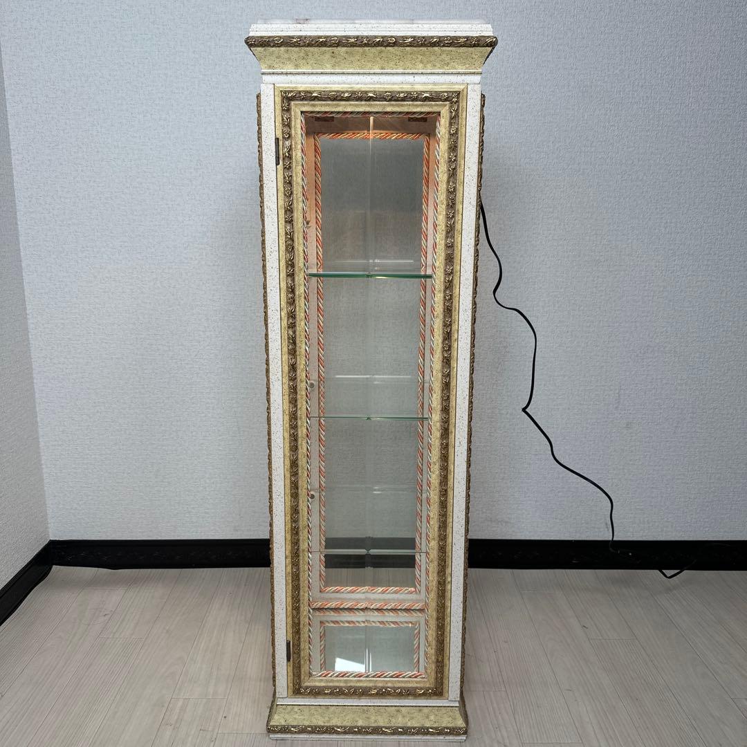 展示品 美品 イタリア製 キュリオケース ガラスキャビネット 金彩装飾 i4※