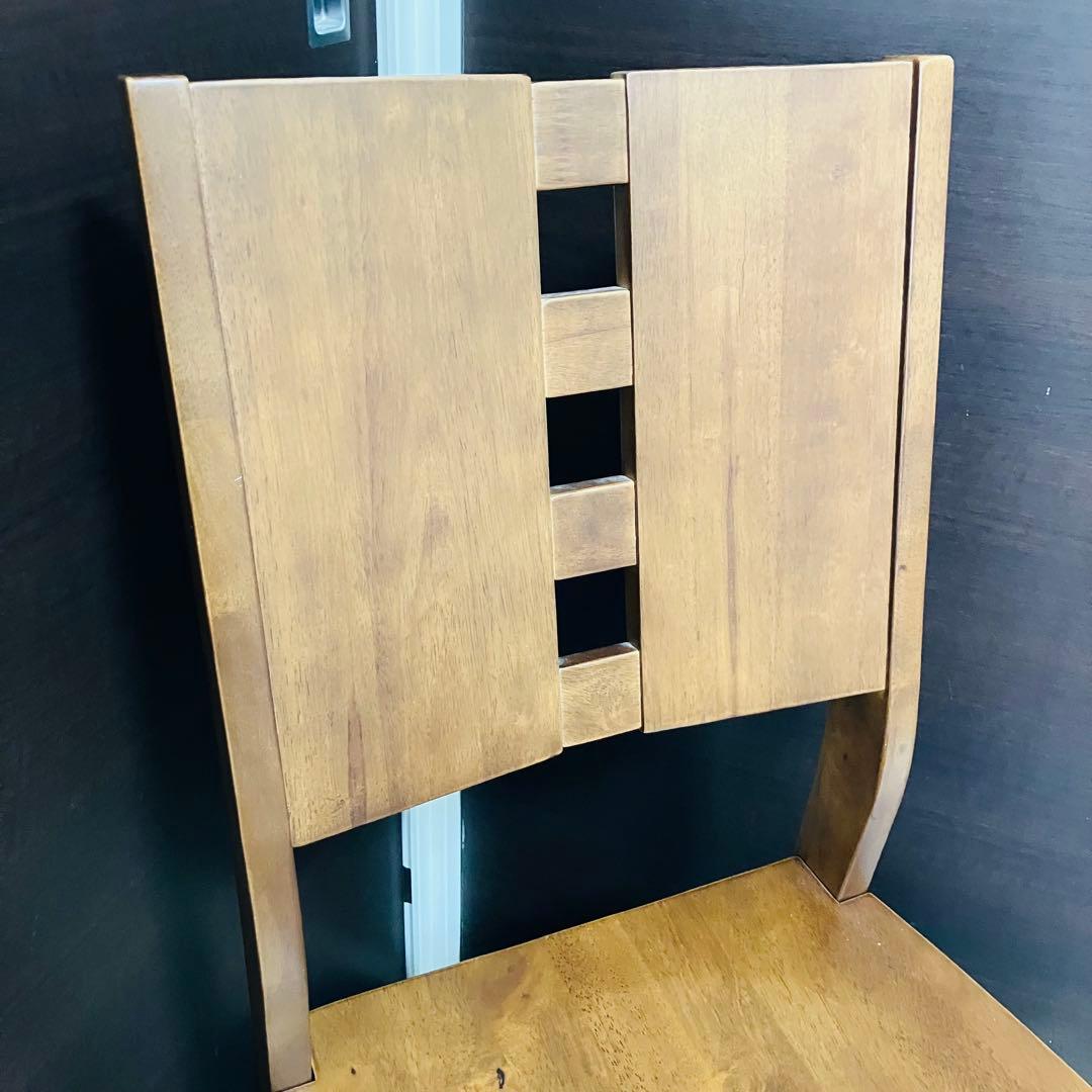 【美品】ダイニングチェア 椅子 2脚セット 完成品 木製 タモ材 送料無料 茶色