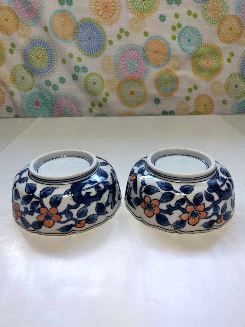 京清水焼輪花彩色浅鉢手がき手引き