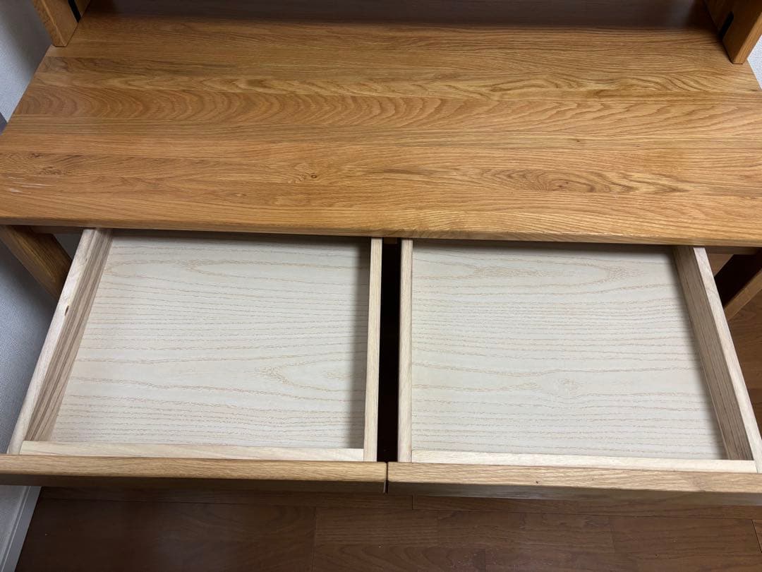 【無印良品】オーク無垢材デスクと上置き棚セット