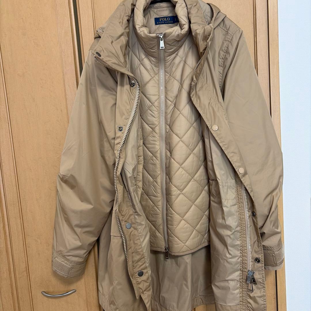 POLO RALPH LAUREN ベージュモッズコートキルティングコート付き