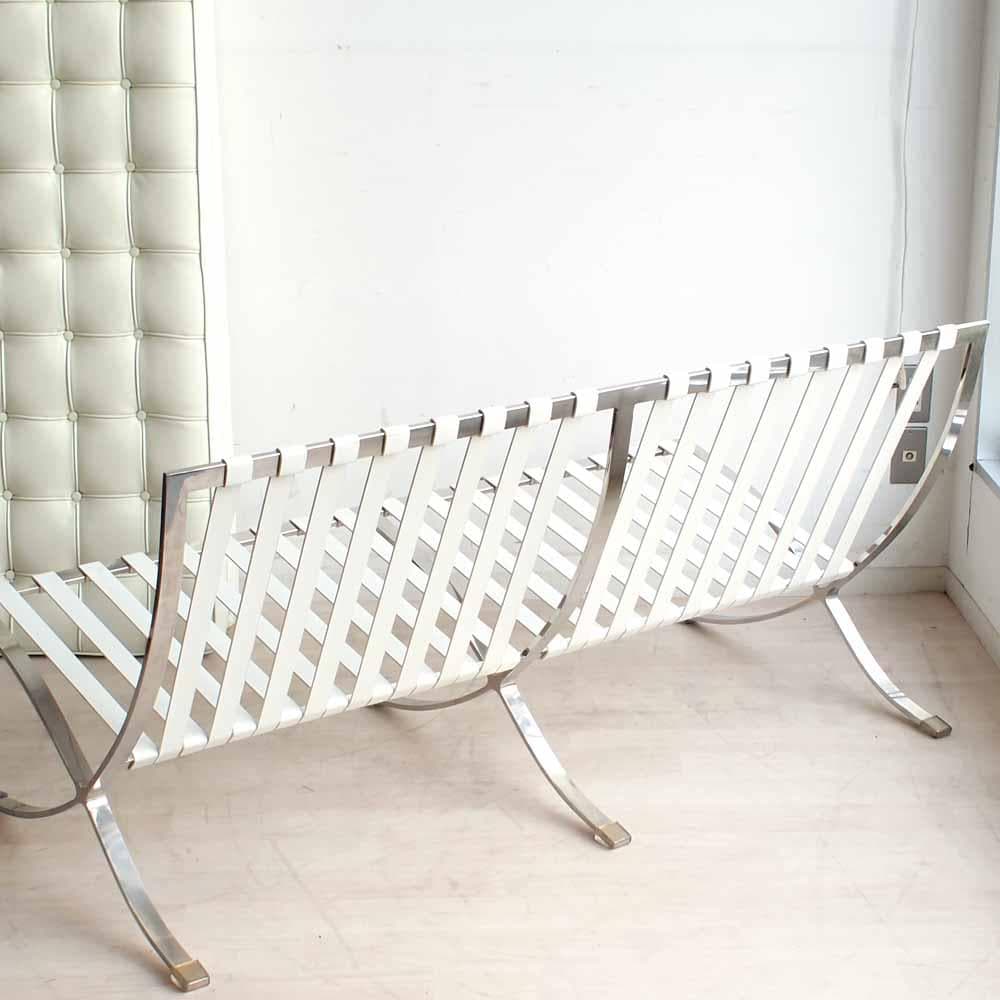 バルセロナチェア 2人掛け 合皮 白/ホワイト リプロダクト ZR24262