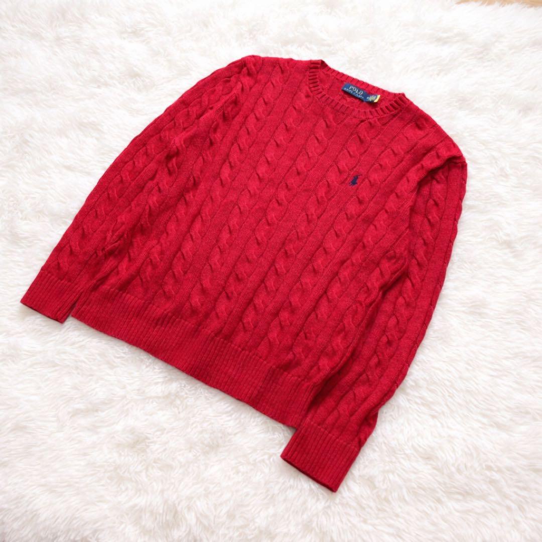 ✨POLO RALPH LAURENケーブルニット ネイビーポニー人気カラーQR