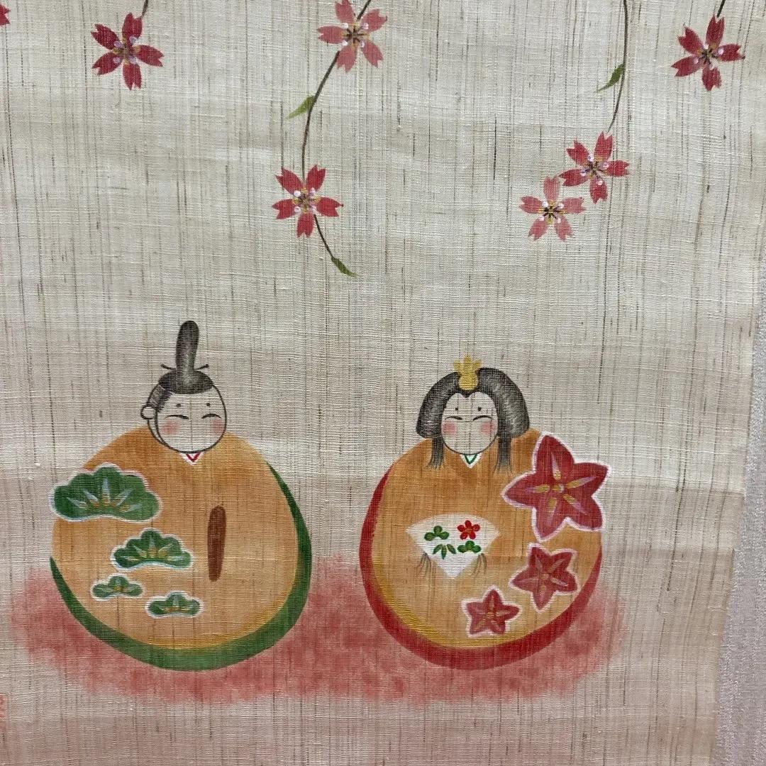 A3 高級な麻のタペストリー　TK14 雛飾り　ひな人形コンパクト雛タペストリー