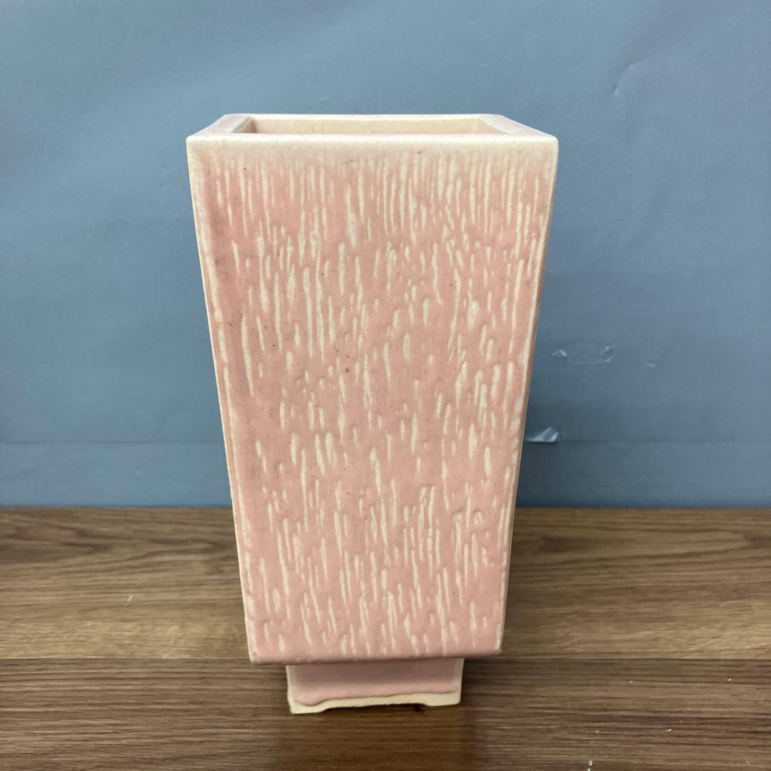 D-壁 山三窯 花瓶 陶器 ピンク 昭和レトロ 花生け インテリア オブジェ