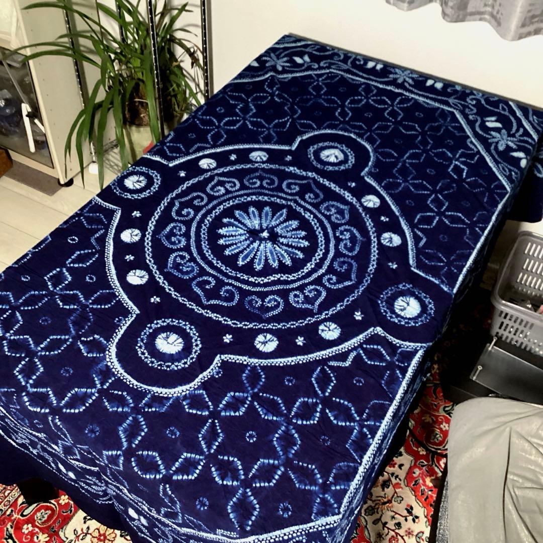 『フォロうー特価』　藍三昧 本草木染 テーブルクロス　2m 超大判