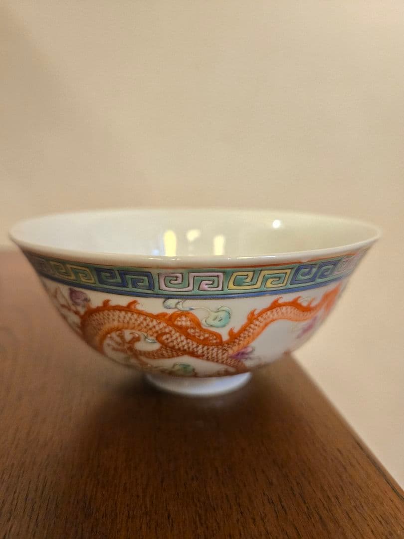 古美術 中国 色絵 鳳龍紋 碗 光緒年製