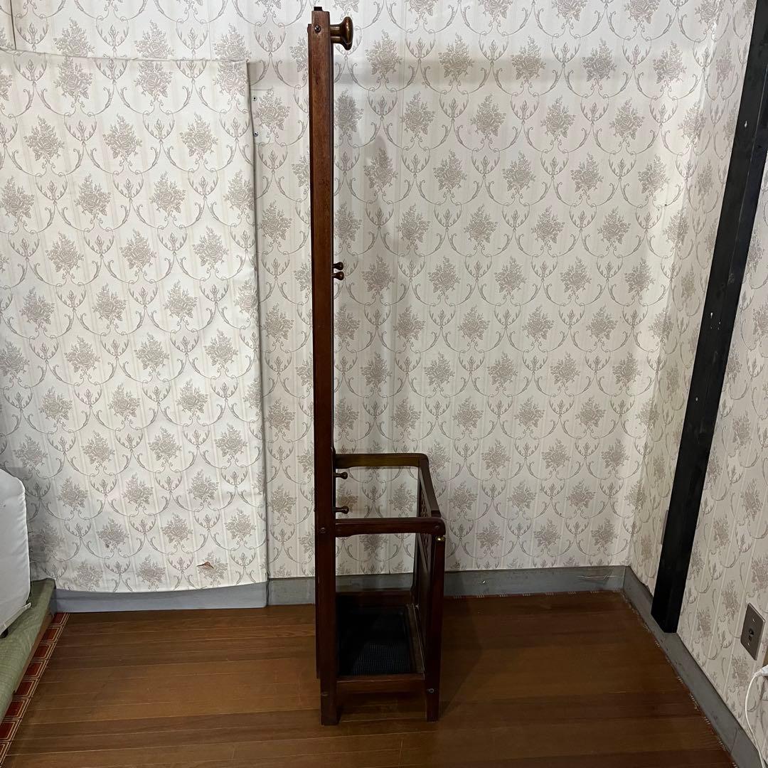 【アンティーク】KOIZUMI 木製 傘立て付き スタンドミラー ハンガーラック