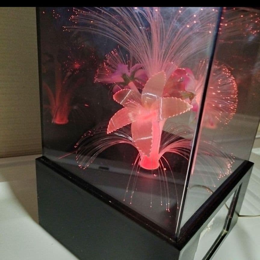 【昭和レトロ】 電気スタンド＆時計 光ファイバーで色変幻自在に変化