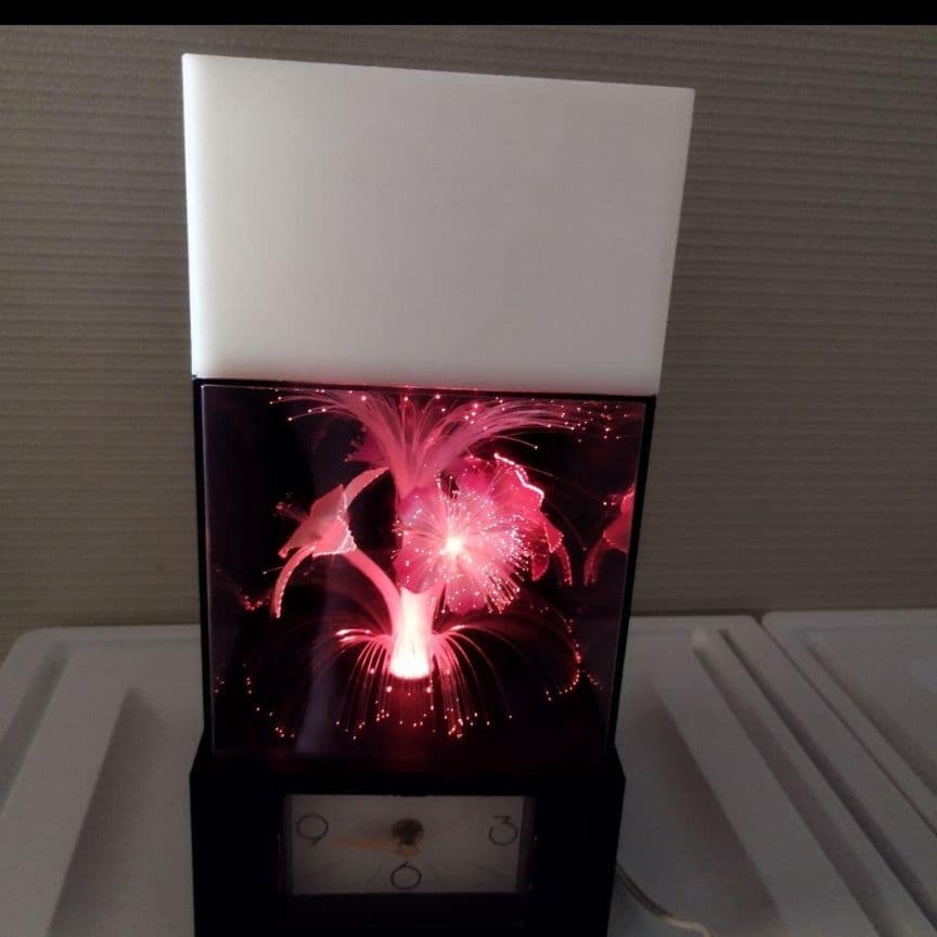 【昭和レトロ】 電気スタンド＆時計 光ファイバーで色変幻自在に変化