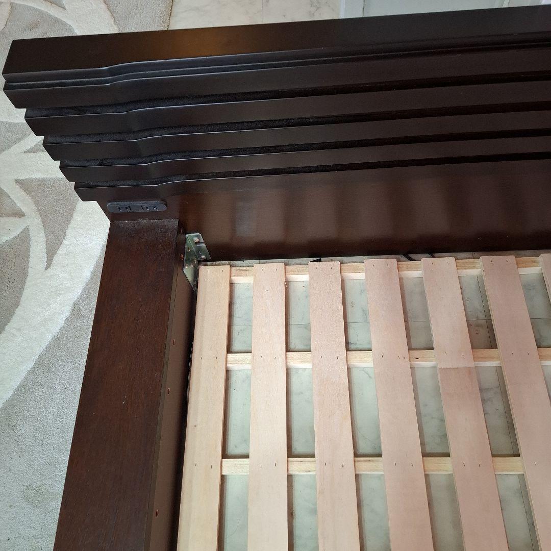 木製ダブルベッドフレーム スラット式