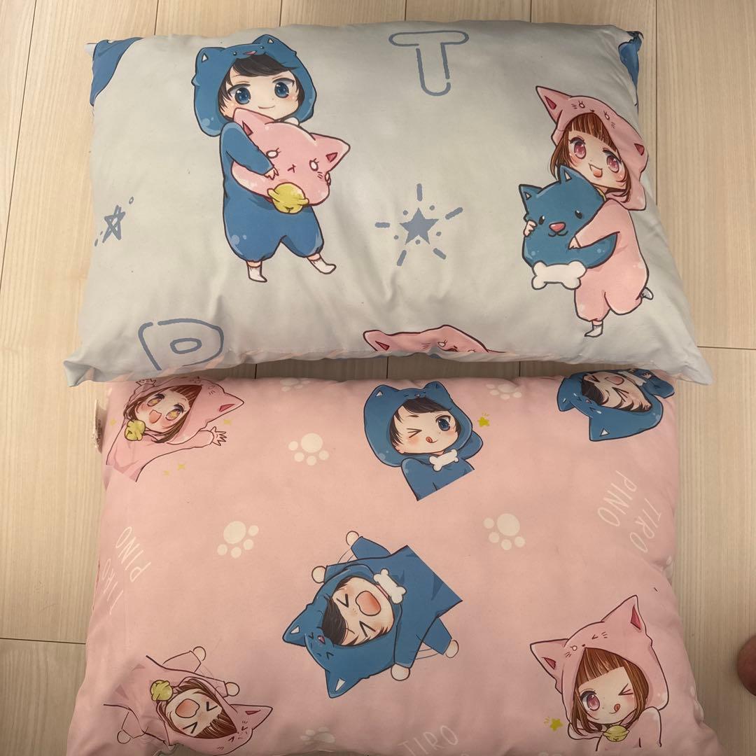 【4点セット】ちろぴの枕+枕カバー　2種類×2セット