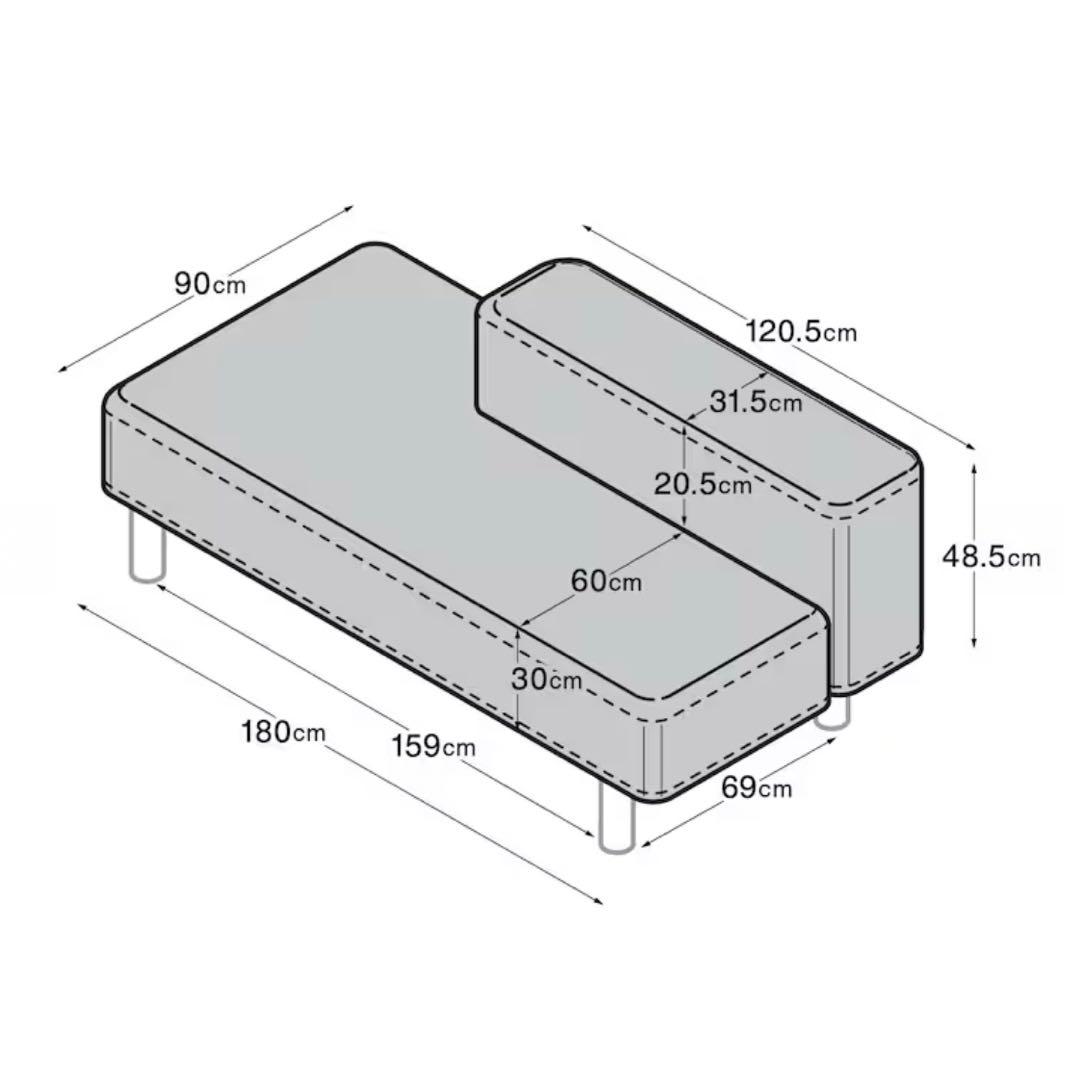 ソファベンチ本体　綿帆布　ソファベンチ用カバー杢ライトグレー　廃盤希少品