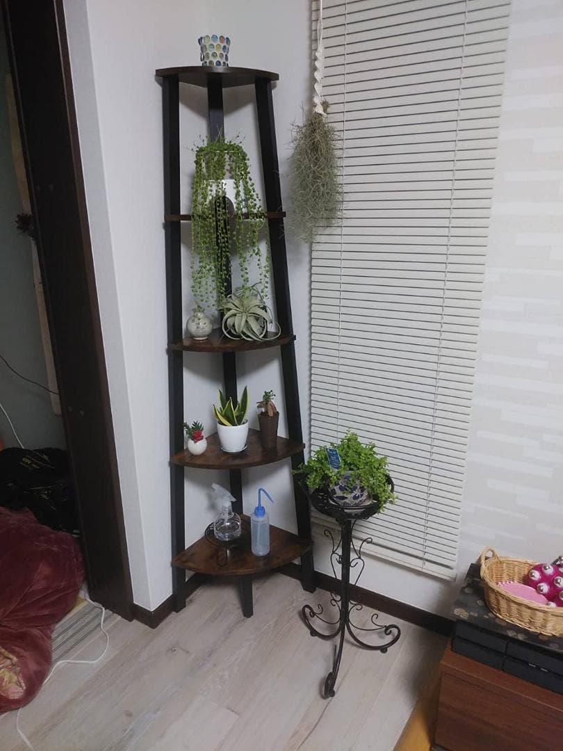 木目調の五段コーナーラック