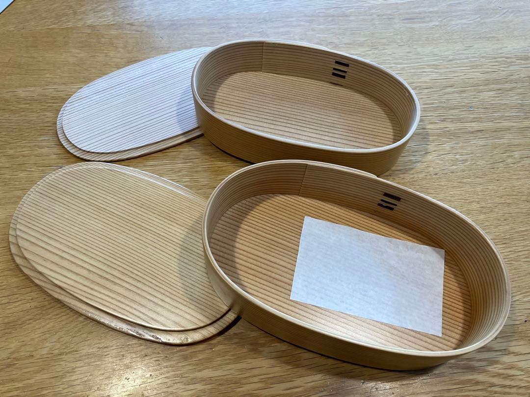 新品未使用　栗久　曲げわっぱ 2段 お弁当箱　楕円形 木製　2つセット