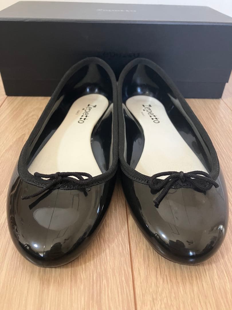 お値下げ★【新品】Repetto ブラック エナメル バレエシューズ37箱タグ付