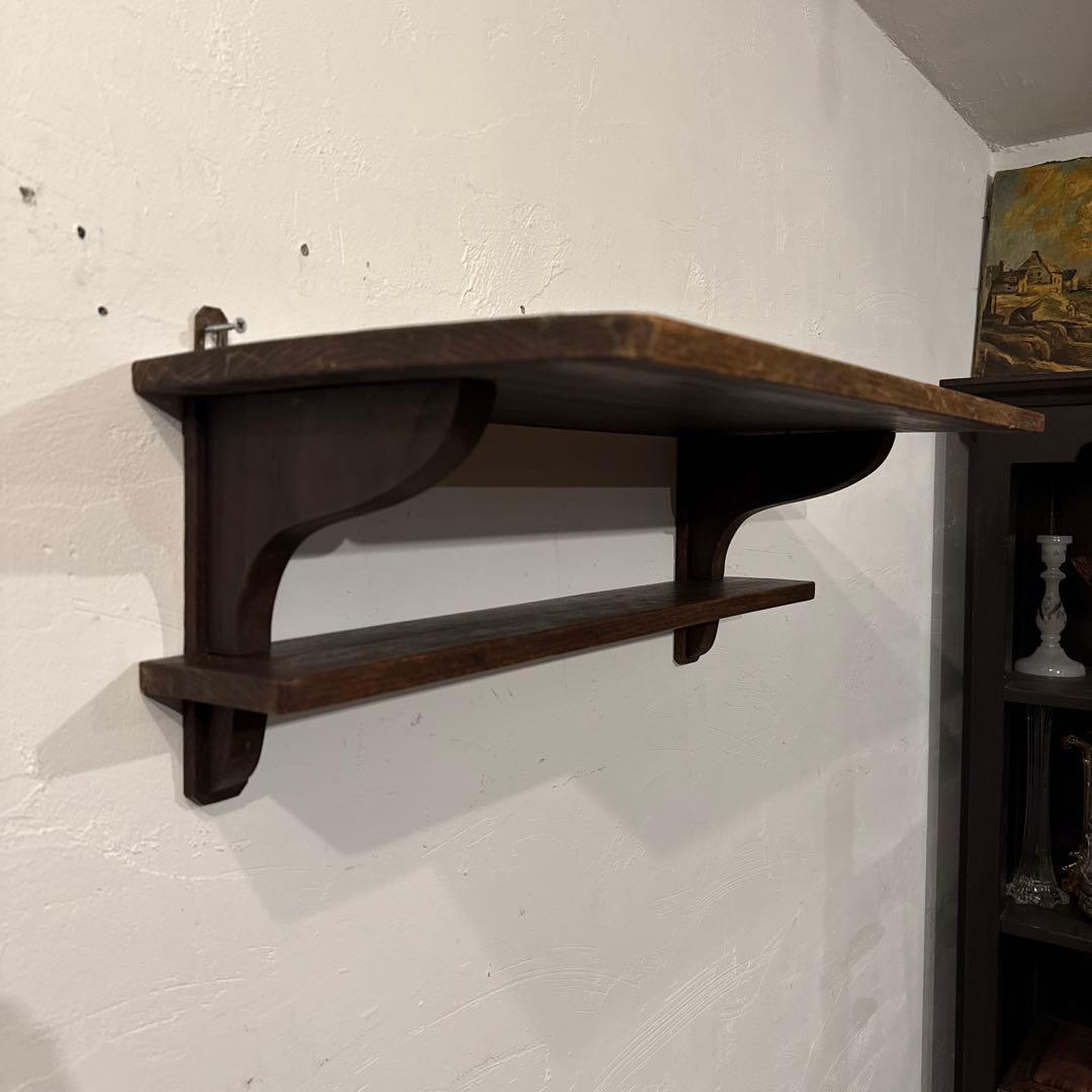 ヴィンテージ　木製ウォールシェルフ　2段シェルフ