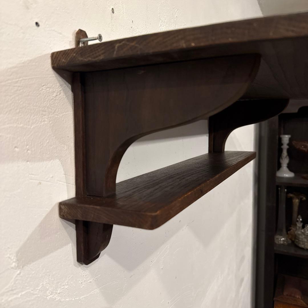 ヴィンテージ　木製ウォールシェルフ　2段シェルフ