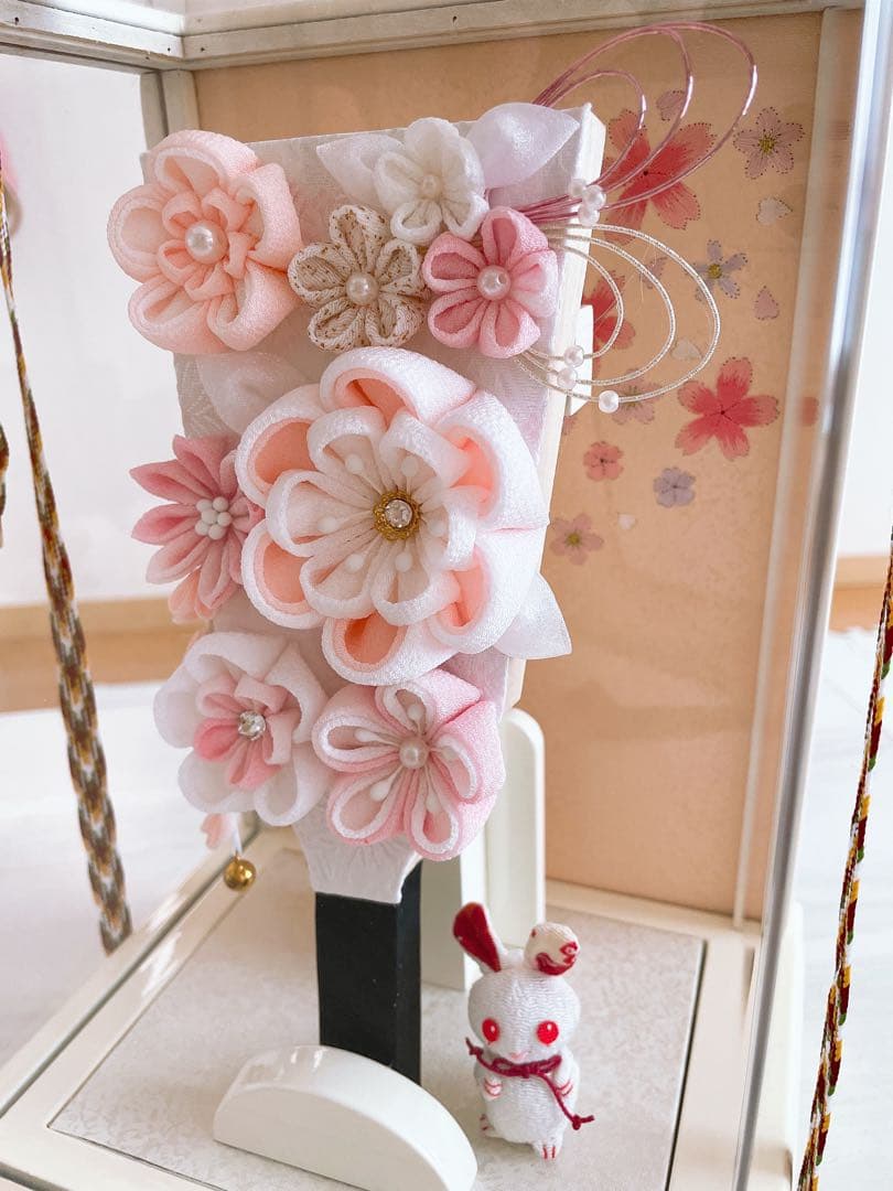 羽子板飾りコンパクト ホワイト アクリルケース付き