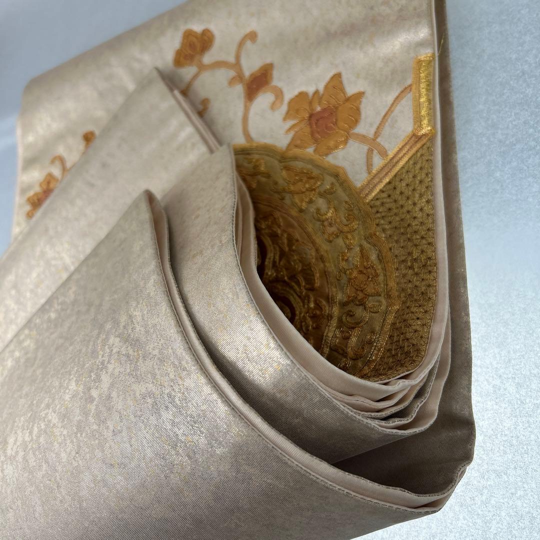 金色系 刺繍入り 太鼓柄袋帯0105