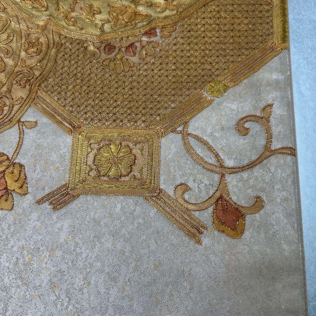 金色系 刺繍入り 太鼓柄袋帯0105